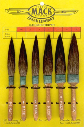 Mack Series 30 Dagger Striper Pinstriping Brushes