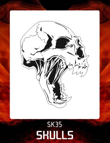 AEROSPACE Airbrush Stencil - Skull 35 - 'Creature Feature'