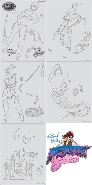 Pirate Girlies Mini Series FH PG1 MS Set of 5 Stencils!