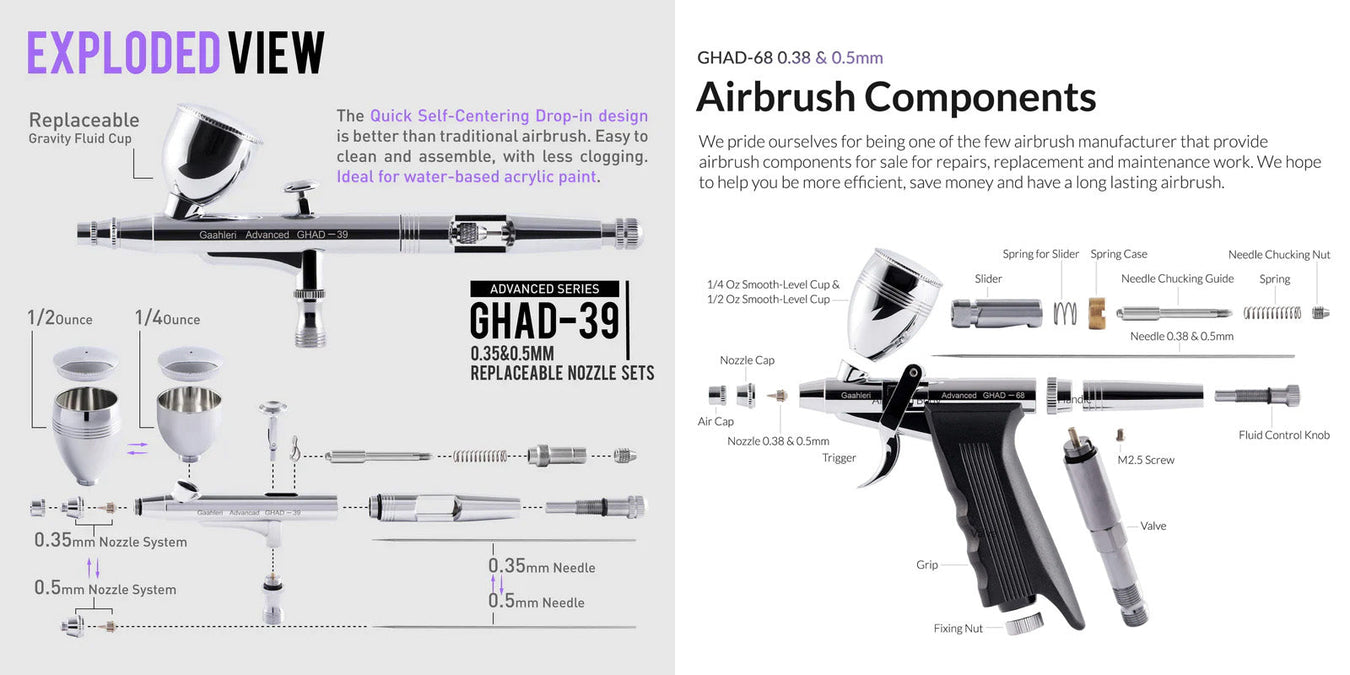 Gaahleri Advanced Series Airbrush Parts