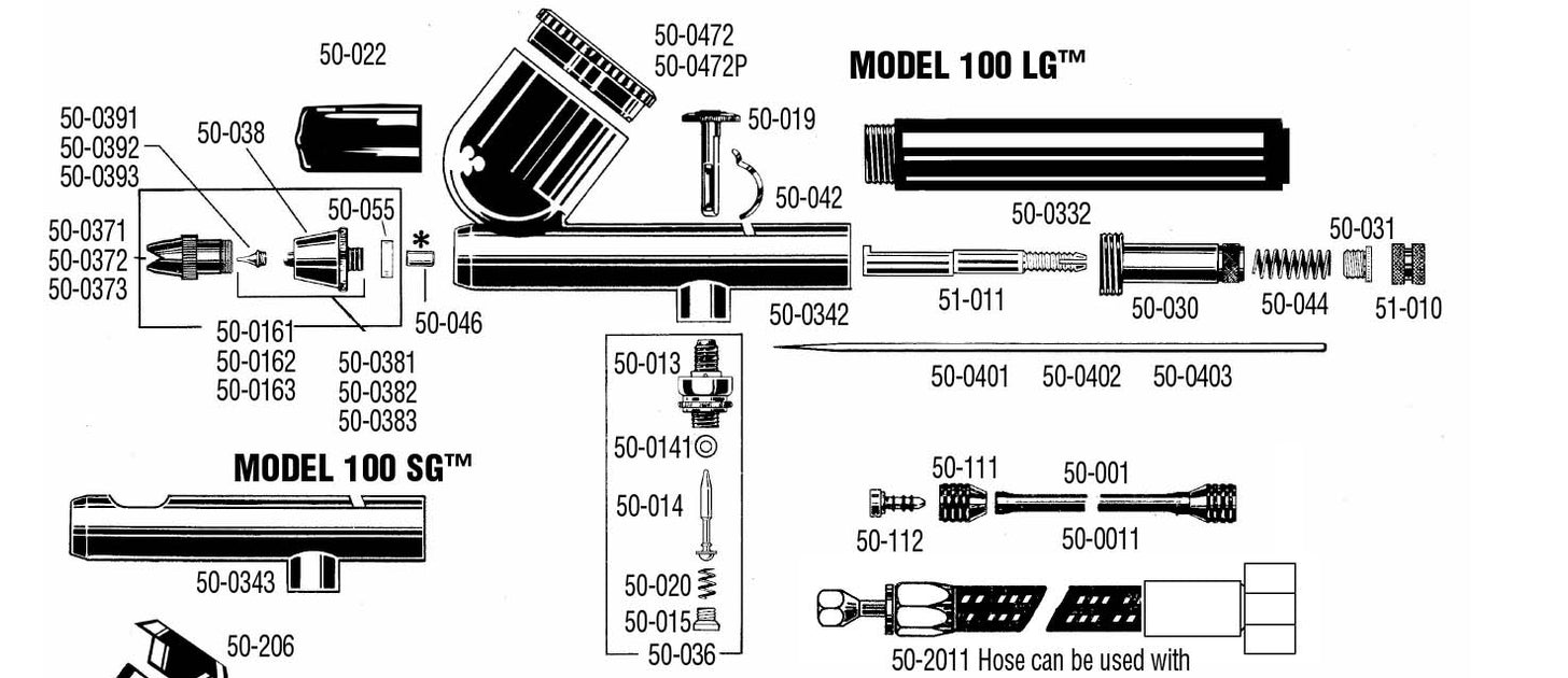Badger 100 Series Airbrush Parts — Midwest Airbrush Supply Co
