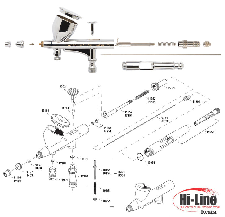 Iwata HiLine Airbrush Parts — Midwest Airbrush Supply Co
