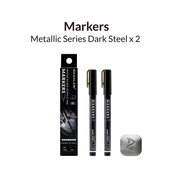 Gaahleri Metallic Series Markers - Dark Steel x 2
