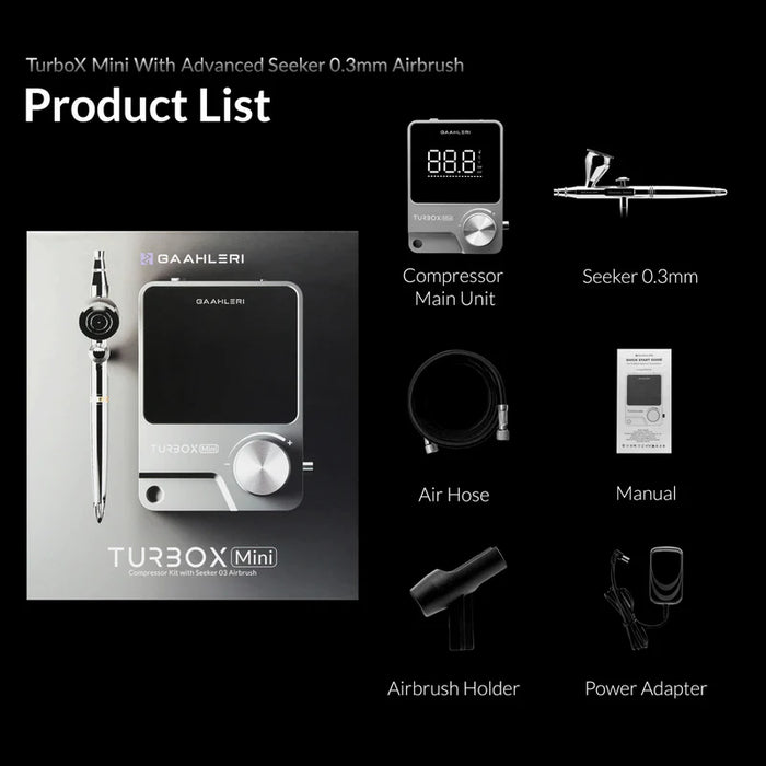 Gaahleri Turbox Mini Air Compressor Kit w/ Seeker Airbrush