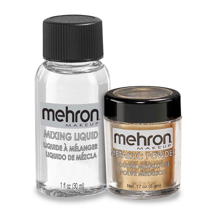 Mehron Metallic Powder with Mixing Liquid - Gold - .17oz with Mixing Liquid - 1oz