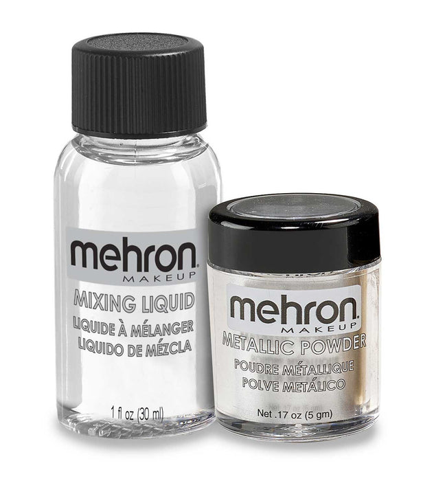 Mehron Metallic Powder with Mixing Liquid - Silver - .17oz with Mixing Liquid - 1oz