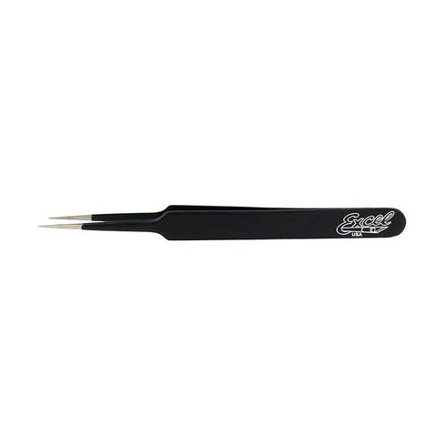 EXCEL STRAIGHT POINT 4.5IN TWEEZERS BLACK CARDED