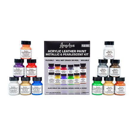 Angelus Acyrlic Leather Paint 1 oz. METALLIC & PEARLESCENT Kit