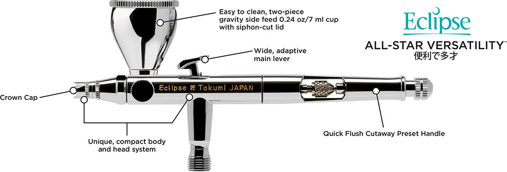 Iwata Takumi Eclipse Side-Feed Airbrush - Model ECL350T