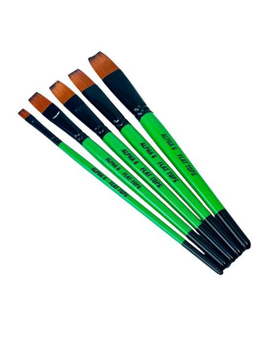 Alpha 6 Flat Tops Paint Brush Set