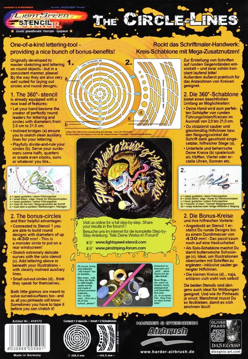 Harder & Steenbeck Airbrush 'Circle Lines' Stencil 410172