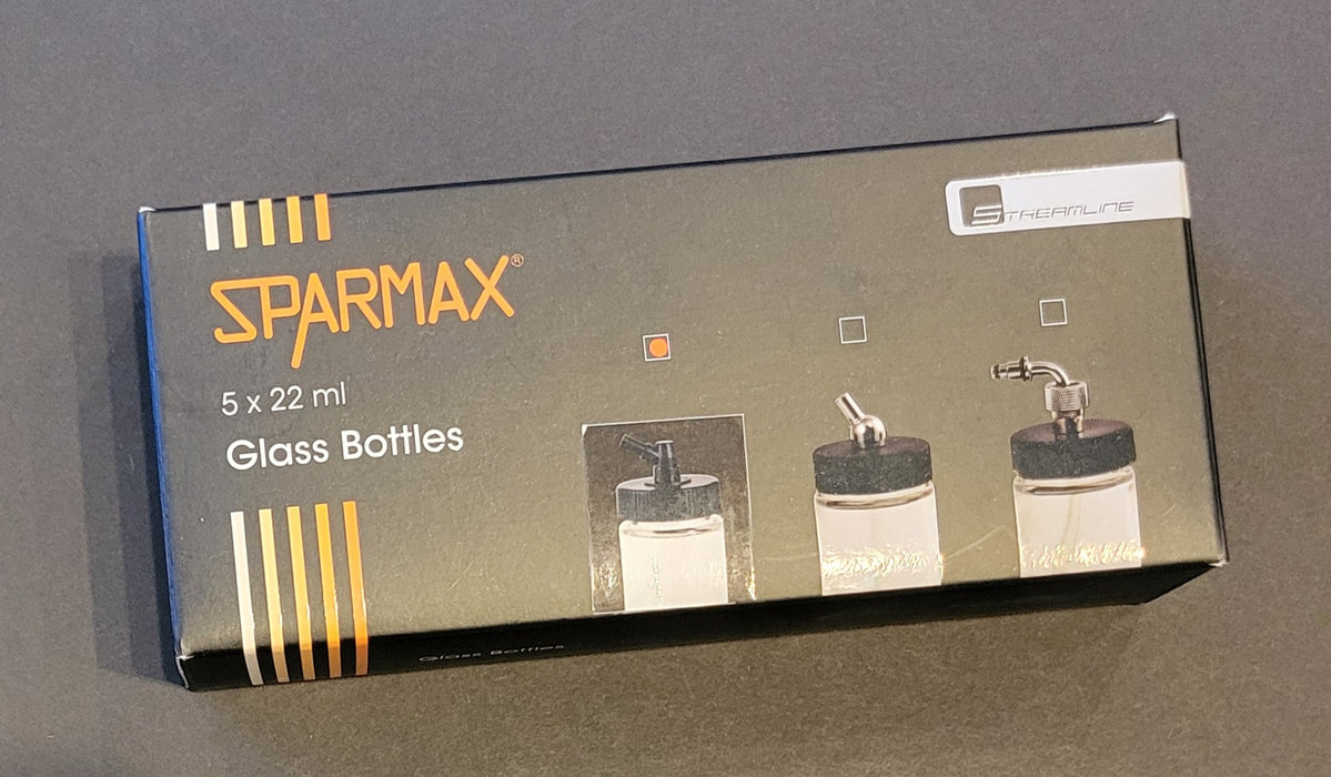 SPARMAX set of x 5, 22ml GLASS BOTTLES- BOTTOM FEED AIRBRUSHES