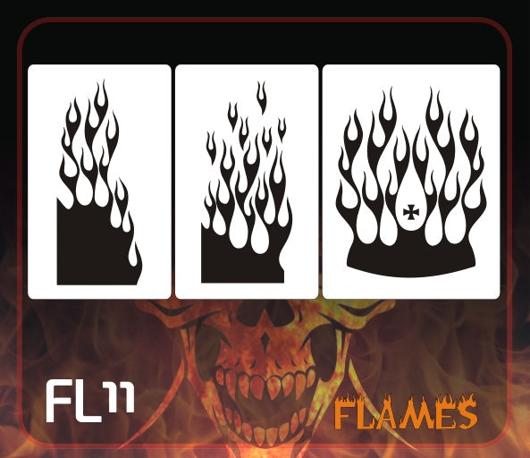 AEROSPACE Airbrush Stencil - FL11 'Flames Stencils' Set of 3