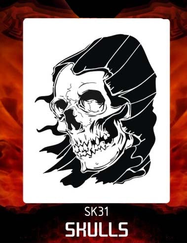AEROSPACE Airbrush Stencil - Skull 31 - 'Skeletor'