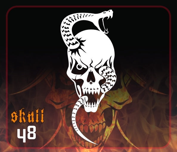 AEROSPACE Airbrush Stencil - Skull 48 - 'Snake N Skull'