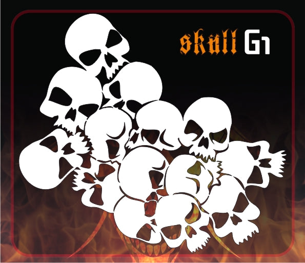 AEROSPACE Airbrush Stencil - Skull Group 1 - 'Skull Cluster'