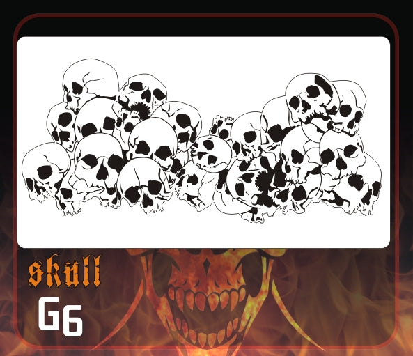 AEROSPACE Airbrush Stencil - Skull Group 6 - 'Pile O' Skulls'