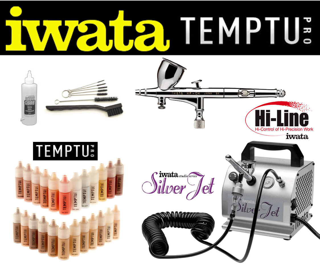 Temptu SB Deluxe Kit with Iwata HiLine Airbrush and Silver Jet