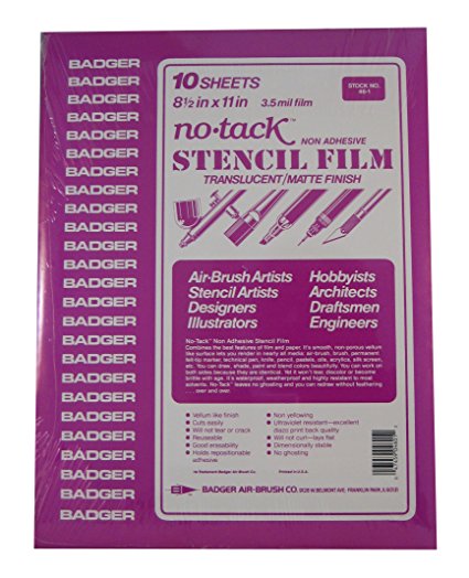 Badger NO-TACK STENCIL FILM 10 sheet pack, 8 1/2" x 11"