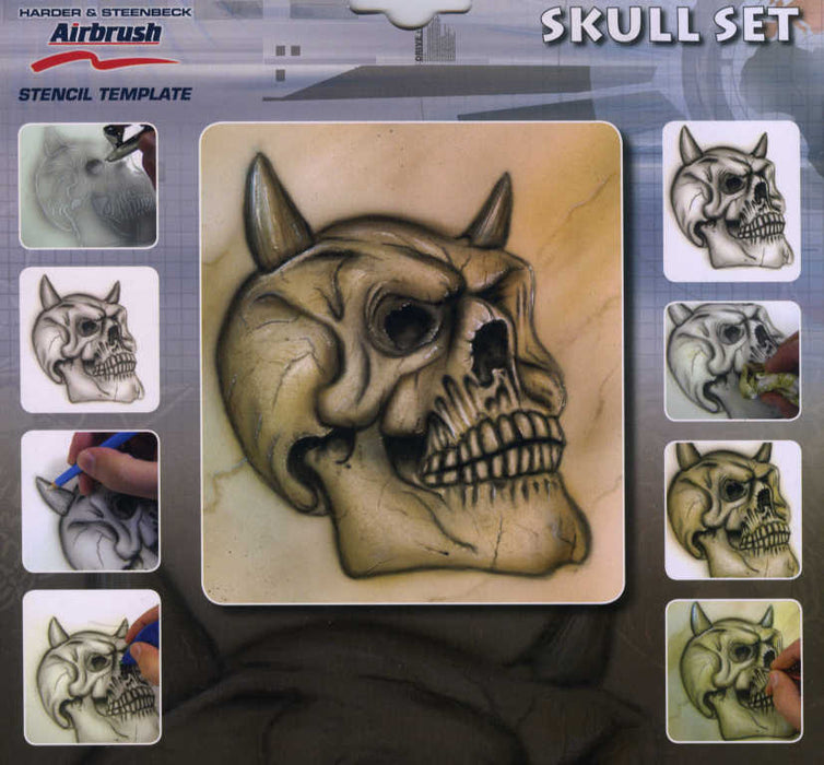 Harder Steenbeck 'Skull Set' Stencils with Step by Step Instructions