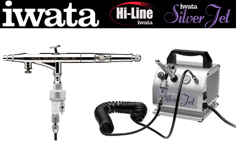 Iwata Hi-Line HP-AH Airbrushing System with Silver Jet Air Compressor