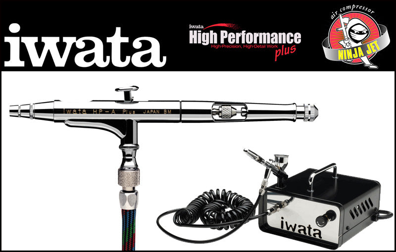 Iwata High Performance HP-A Plus Airbrush Kit with Ninja Jet Air Compressor