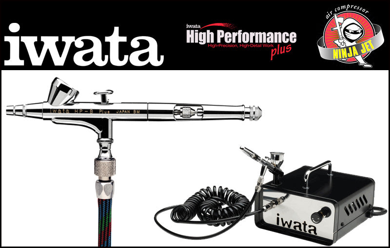 Iwata High Performance HP-B Plus Airbrush Kit with Ninja Jet Air Compressor