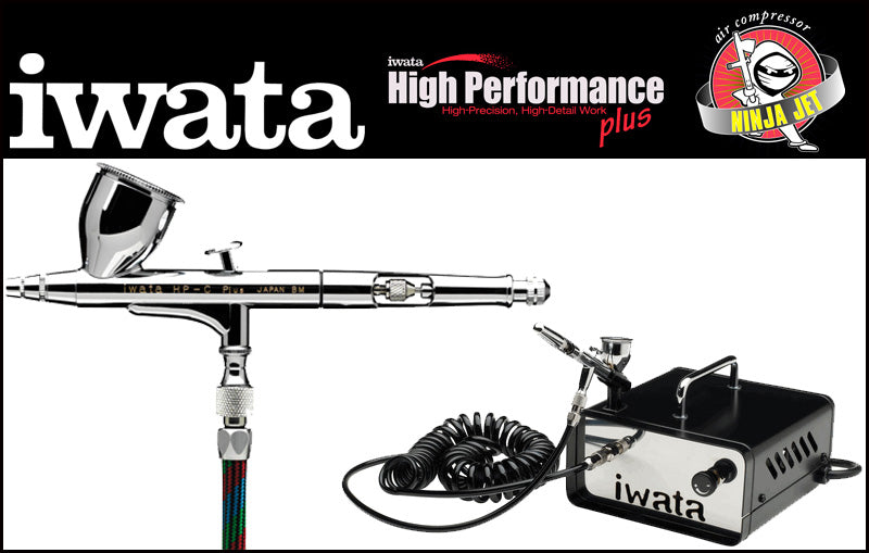 Iwata High Performance HP-C Plus Airbrush Kit with Ninja Jet Air Compressor