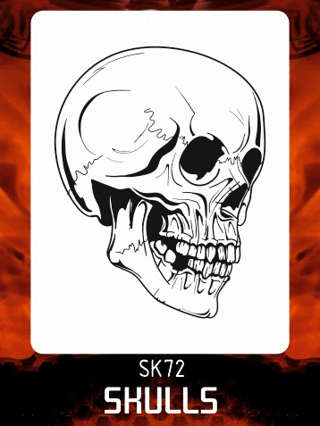 AEROSPACE Airbrush Stencil - Skull 72 - 'Nod'