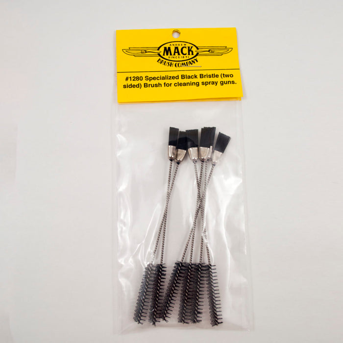 Mack 1280 Spray Gun &amp; Air Brush Black Bristle Cleaner Brushes - 6 Pack