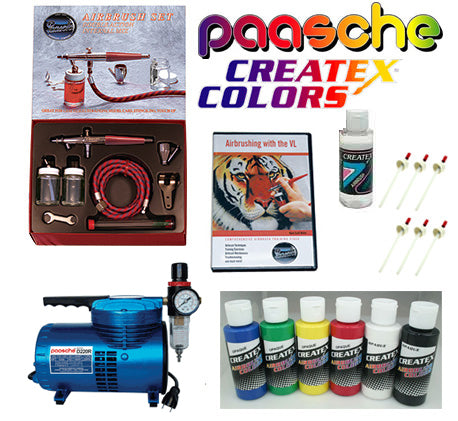 Paasche VL Airbrush / Createx Colors T-Shirt Set