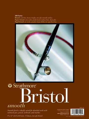 Bristol Paper Pad - Series 400 - Smooth - 9 x 12 - 15 Shts./Pad